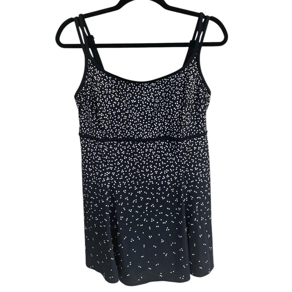 Great Lengths Swimwear Size 14 Black White Geometric Square Print One Piece